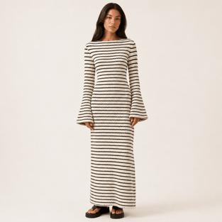 Crochet Striped Maxi Dress