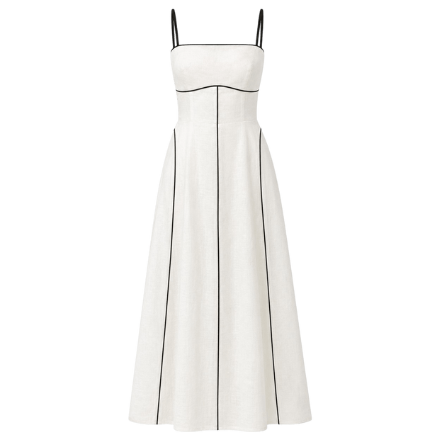 Piped Bustier Maxi Dress