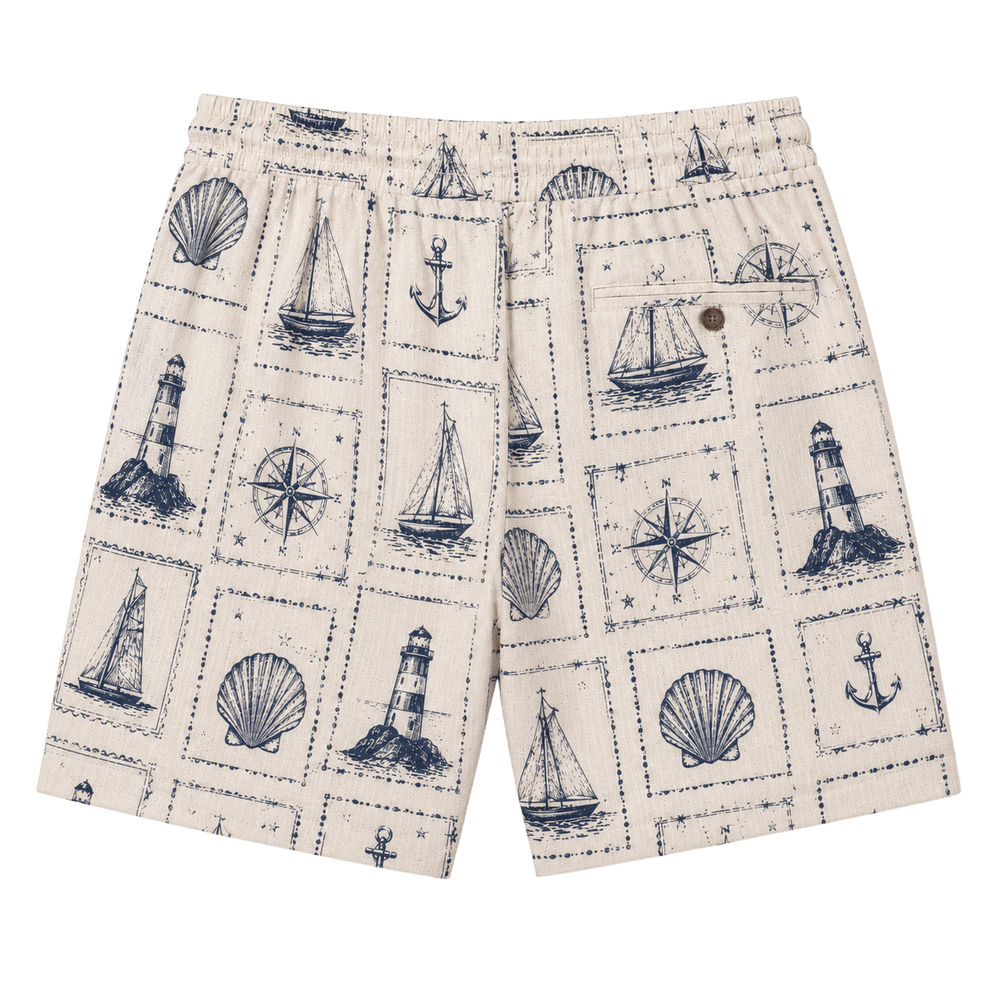 Postcard Print Shorts
