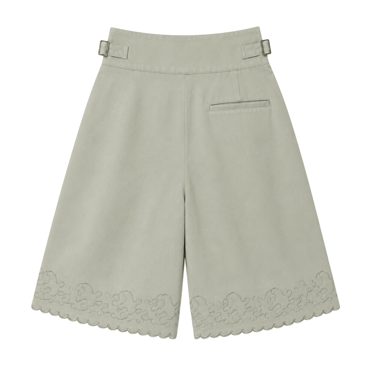 Embroidered Pleated Bermuda Shorts