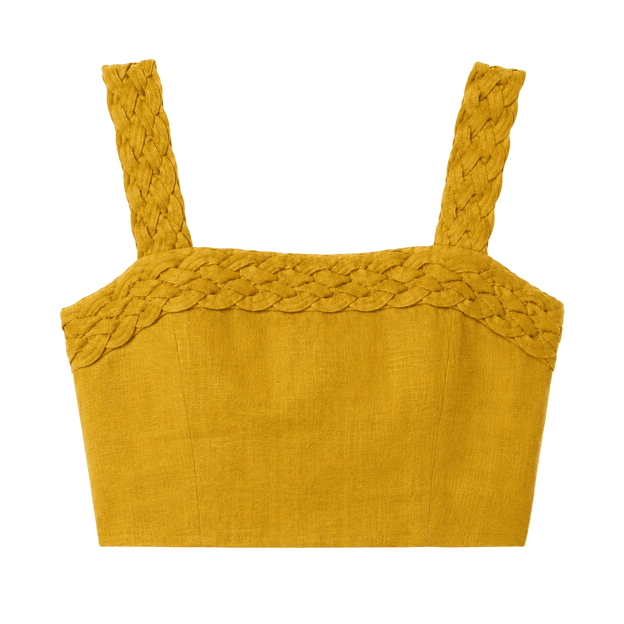 Braided Trim Linen Bralette