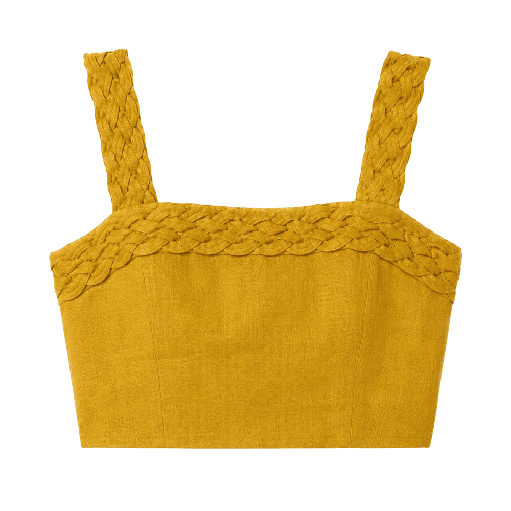 Braided Trim Linen Bralette