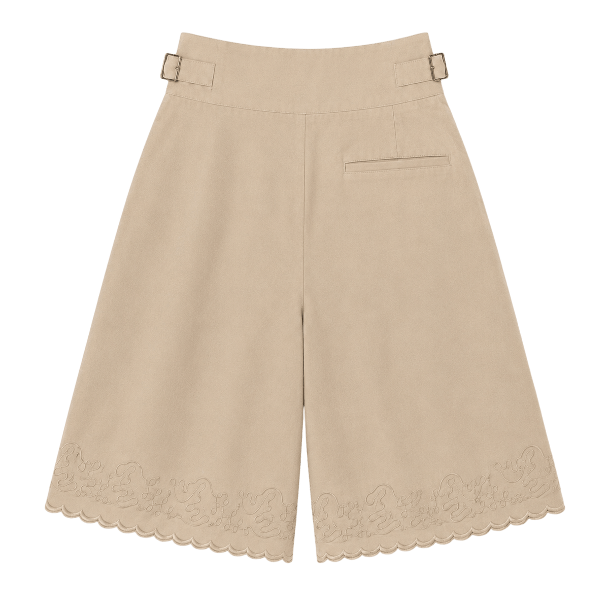 Embroidered Pleated Bermuda Shorts