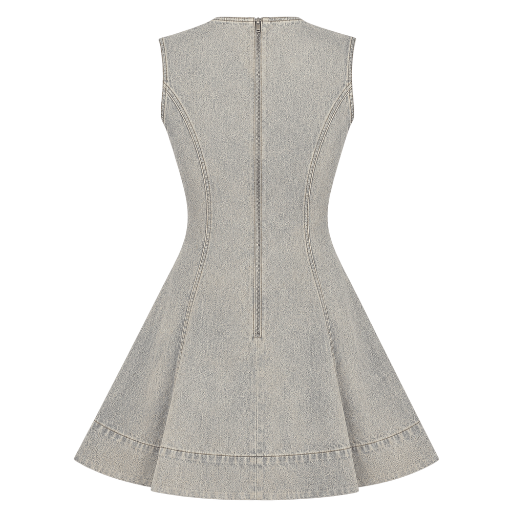 Fit-and-Flare Denim Mini Dress