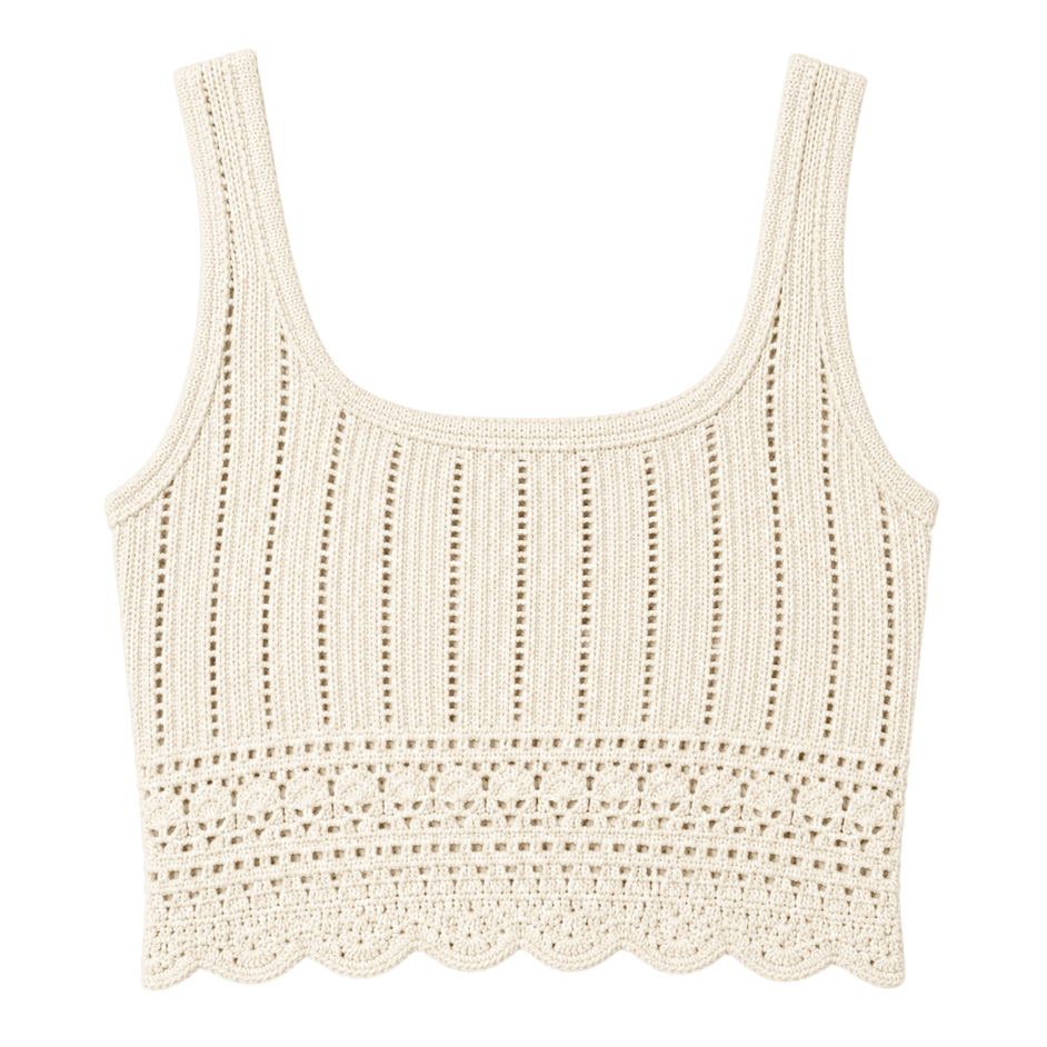 Pointelle Knit Crop Tank