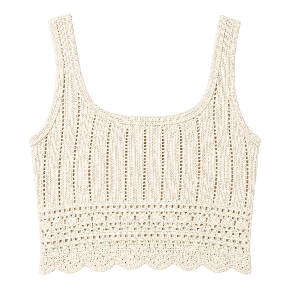 Pointelle Knit Crop Tank
