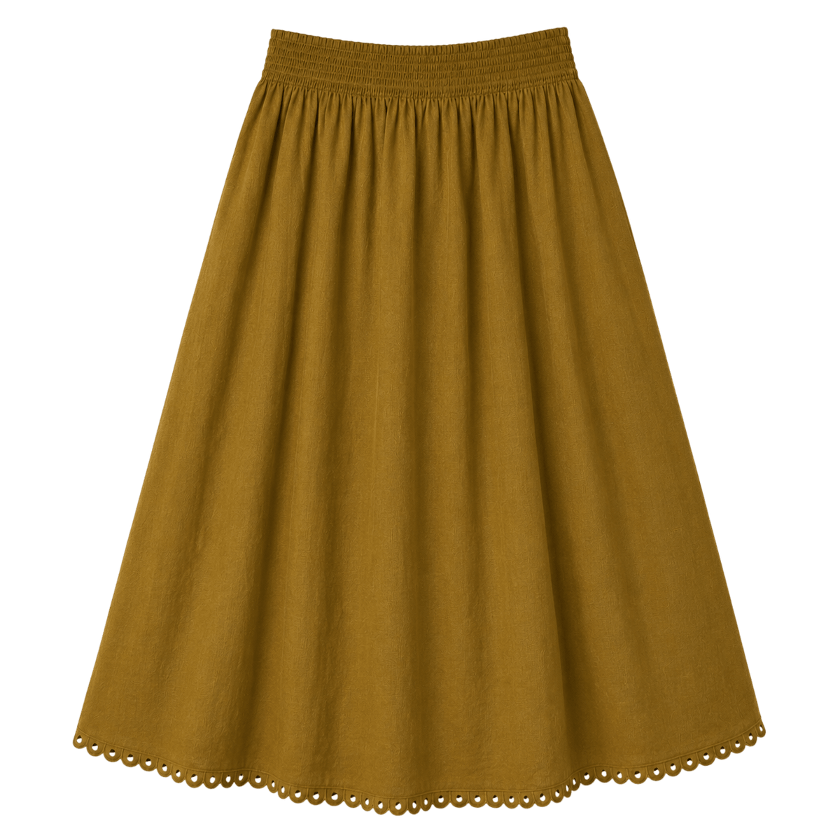 Broderie Gathered Midi Skirt