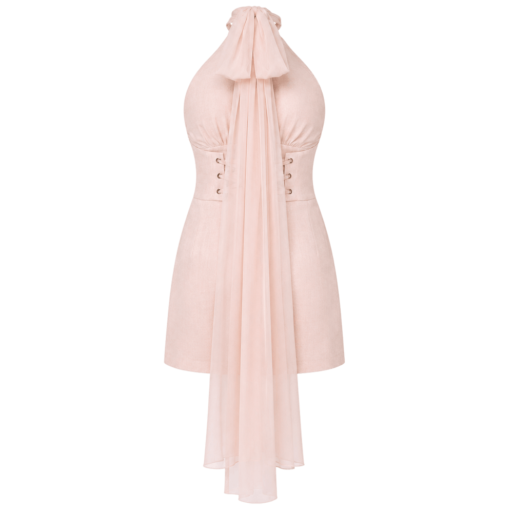 Halter Train Mini Dress