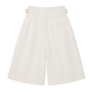 Embroidered Pleated Bermuda Shorts