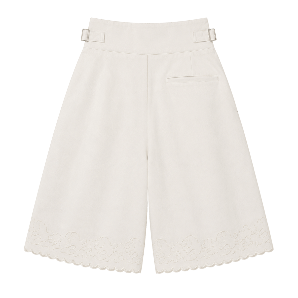 Embroidered Pleated Bermuda Shorts
