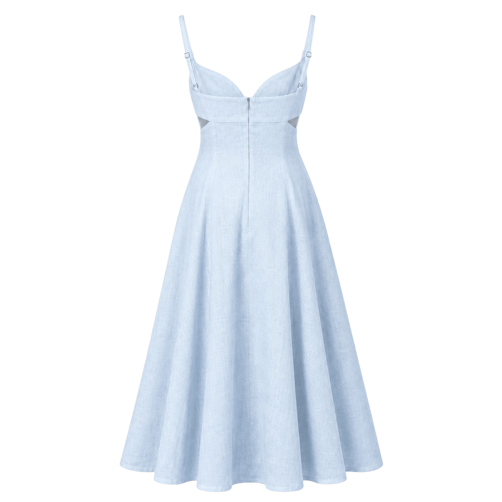 Petal Cutout Linen Maxi Dress