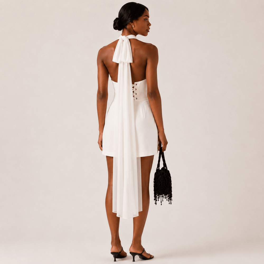 Halter Train Mini Dress