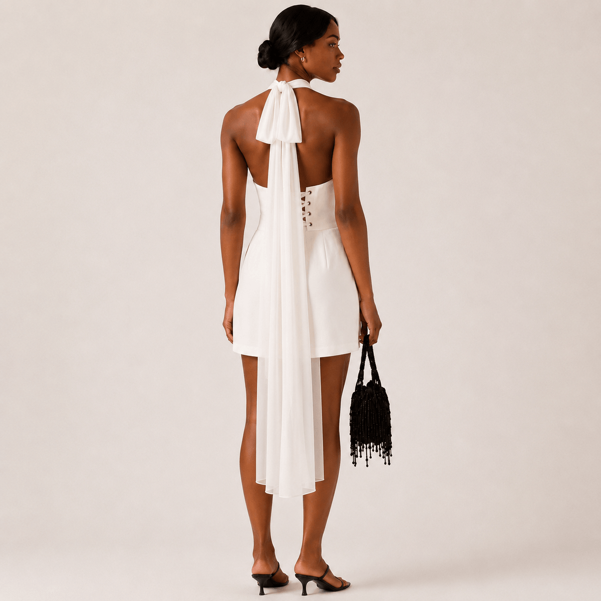 Halter Train Mini Dress