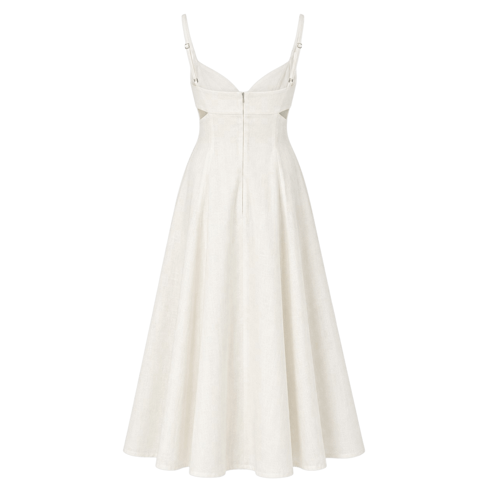 Petal Cutout Linen Maxi Dress