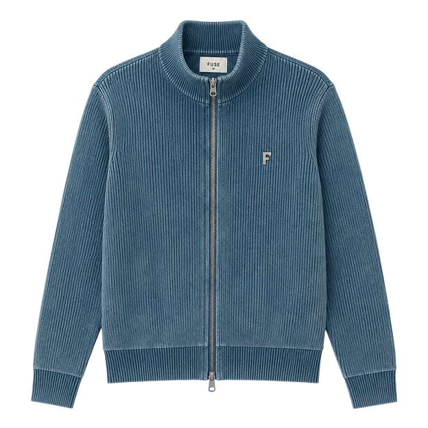 Veste en maille zippée côtelée