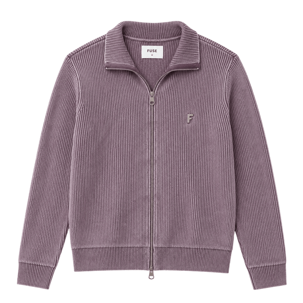 Veste en maille zippée côtelée
