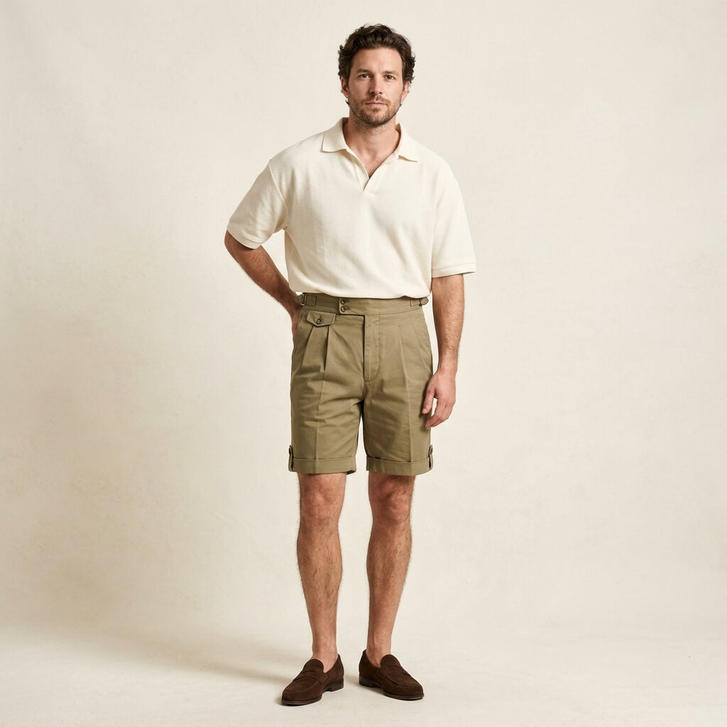 Pleated Chino Shorts