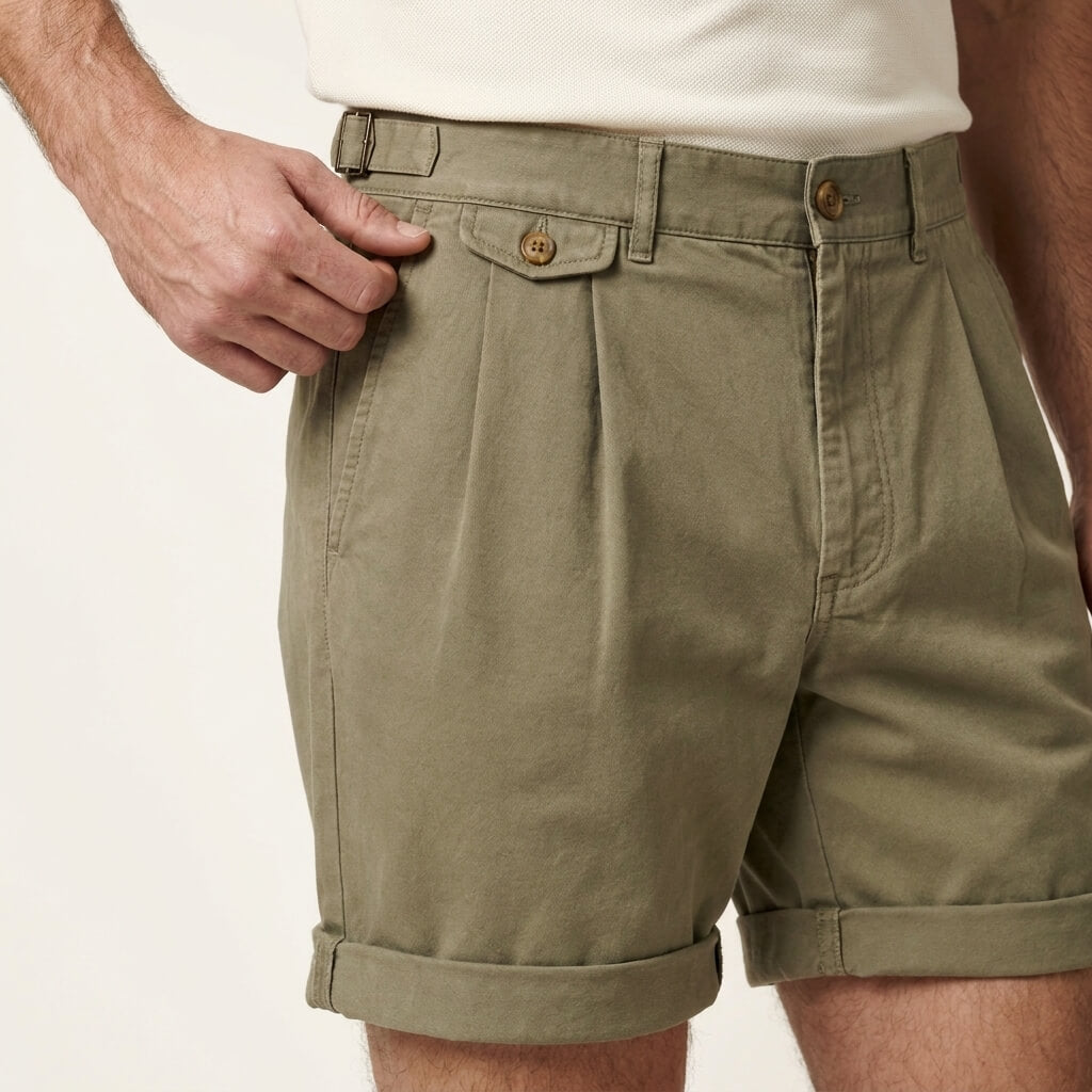 Pleated Chino Shorts