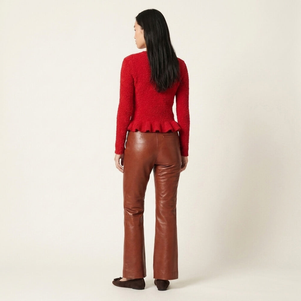 Leather Kick-Flare Trousers