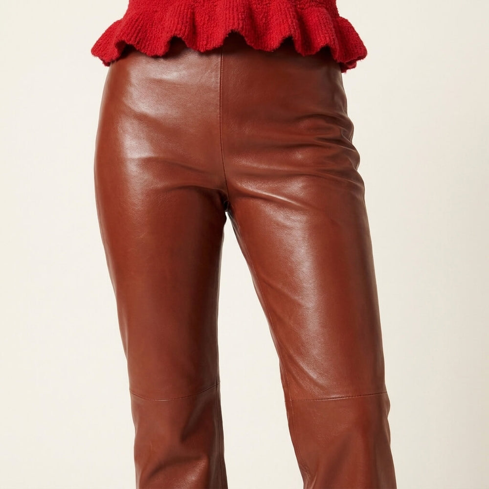 Leather Kick-Flare Trousers