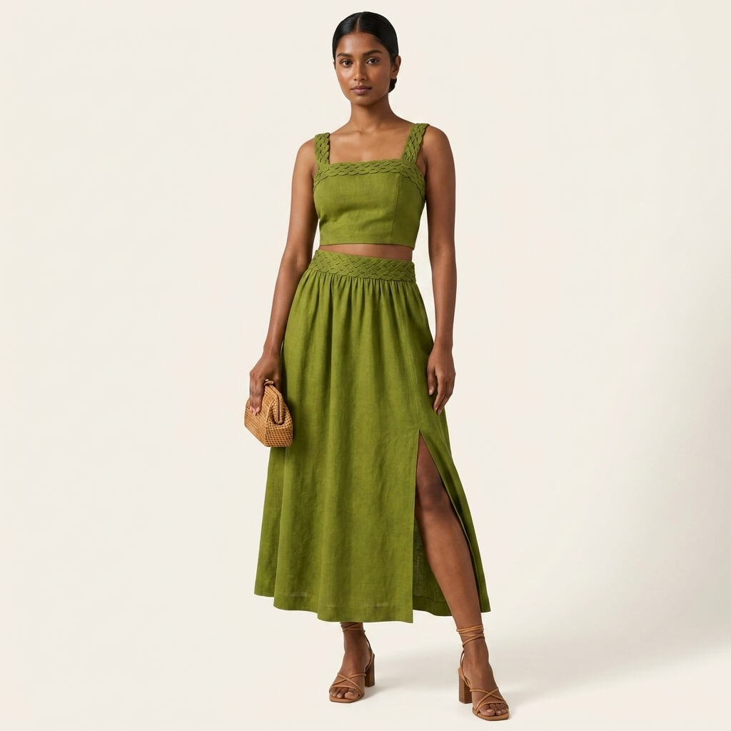 Braided Waist Maxi Skirt