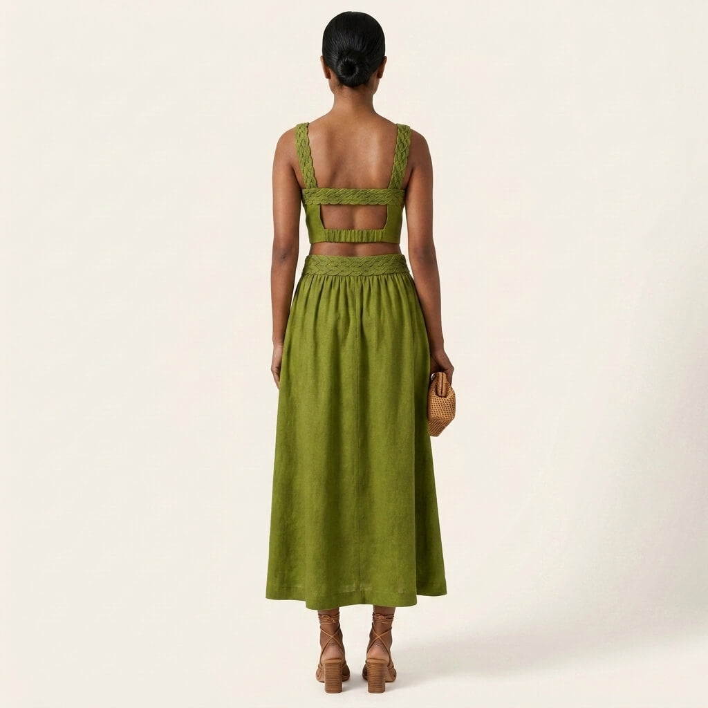 Braided Waist Maxi Skirt