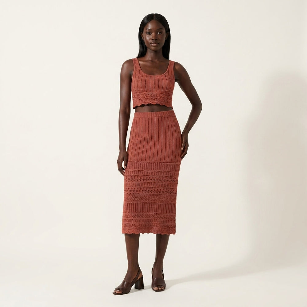 Pointelle Knit Pencil Skirt