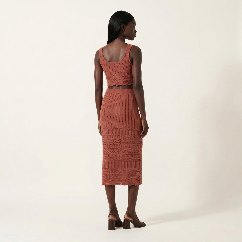 Pointelle Knit Pencil Skirt