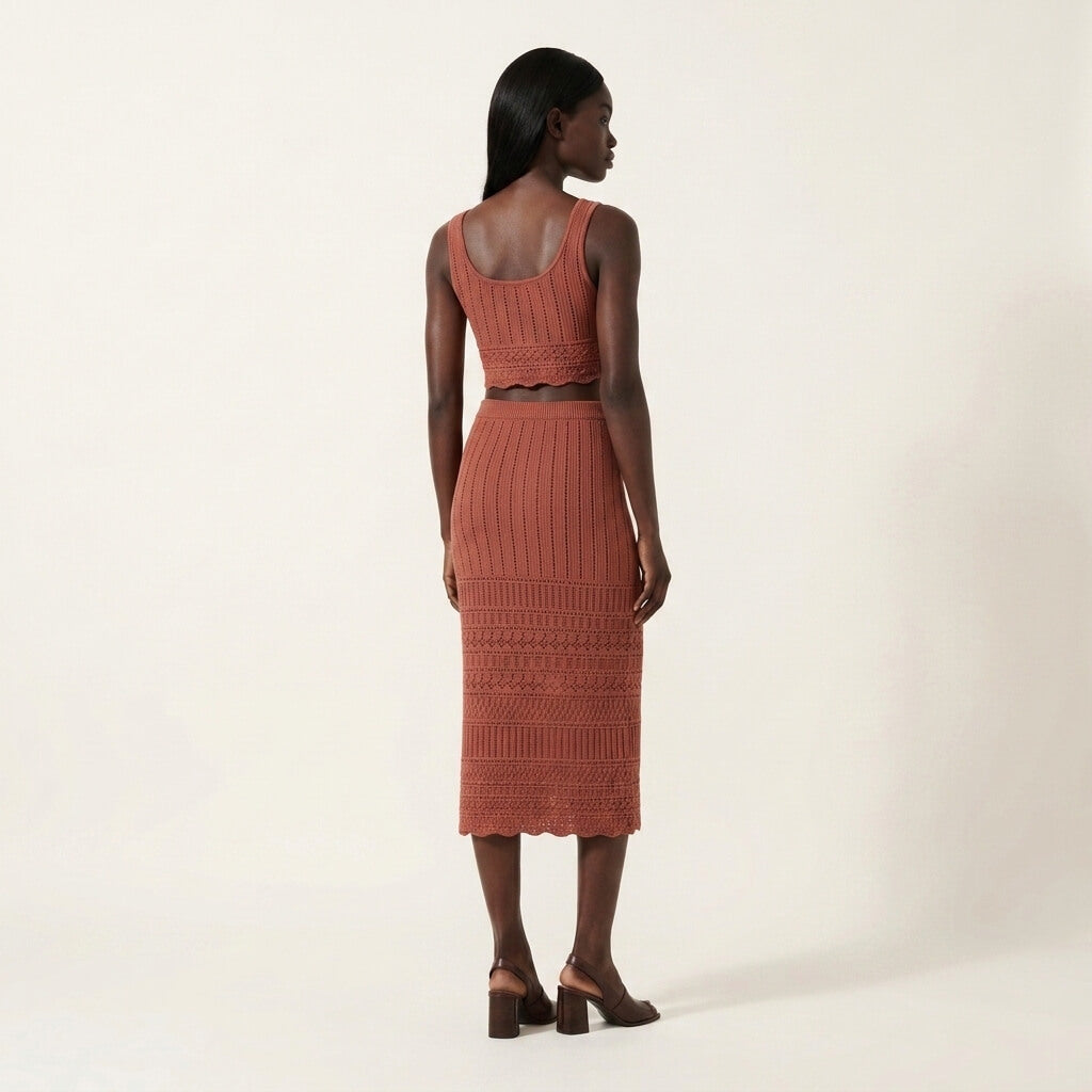 Pointelle Knit Pencil Skirt