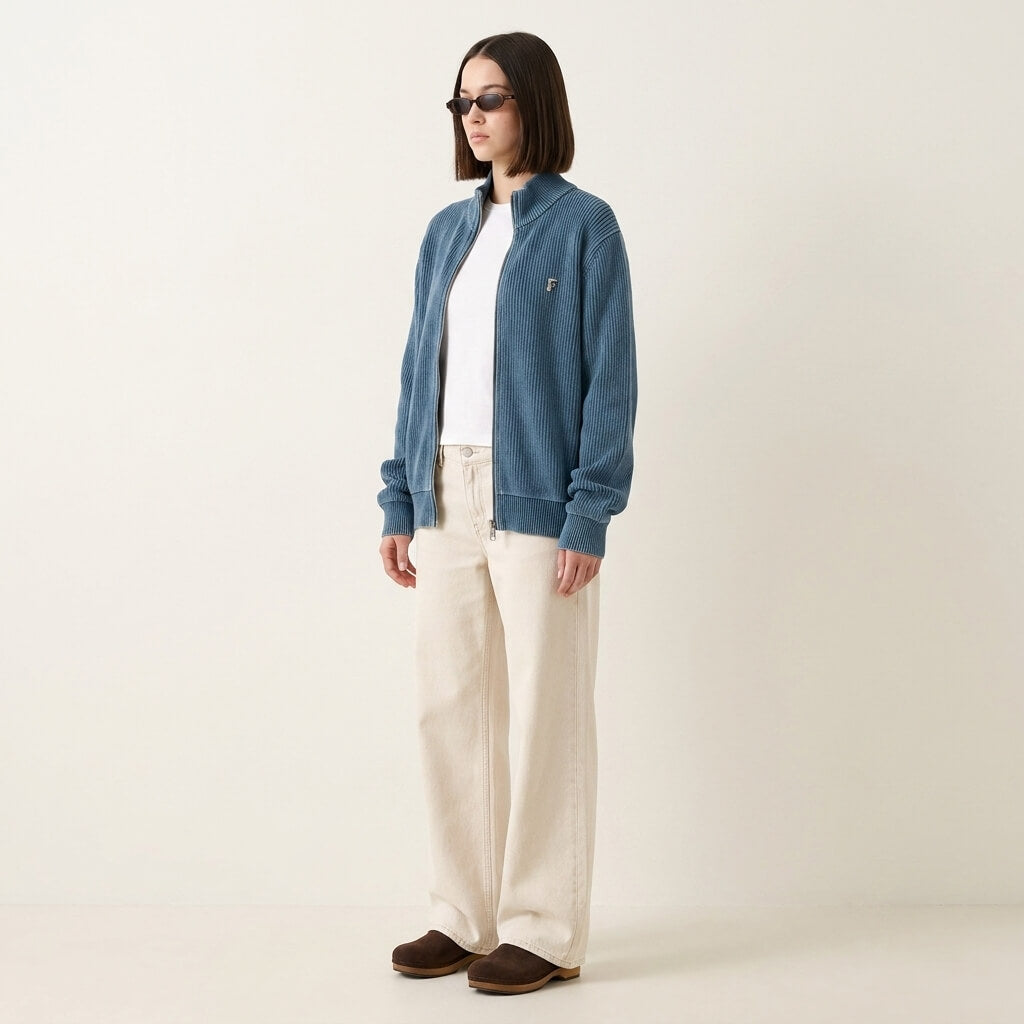 Ribbed Zip Knit Jacket