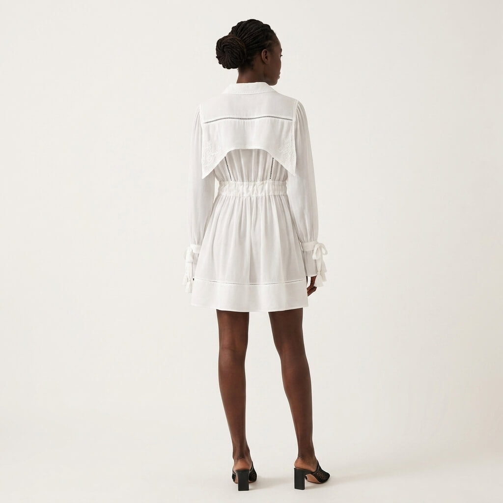 Cape-Back Silk Mini Dress