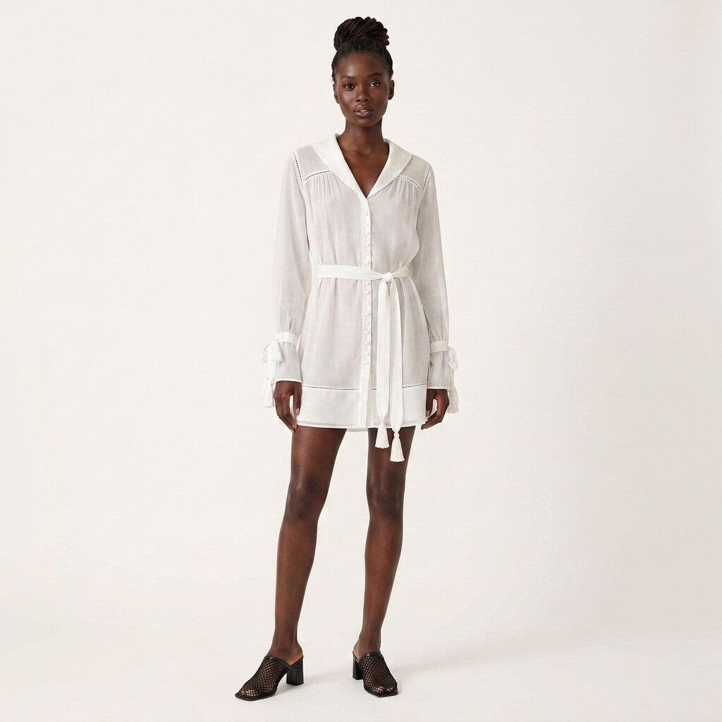 Cape-Back Silk Mini Dress