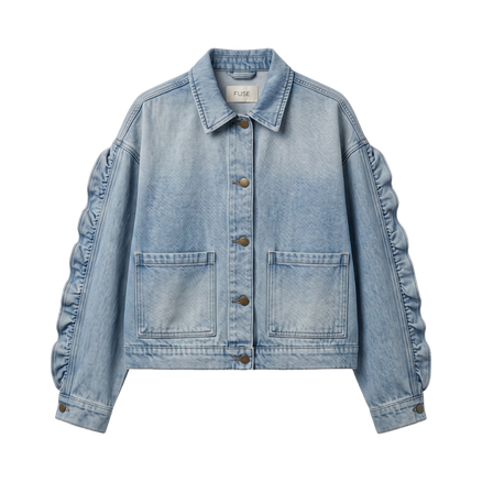 Ruffle Sleeve Denim Jacket