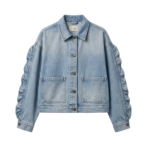 Ruffle Sleeve Denim Jacket