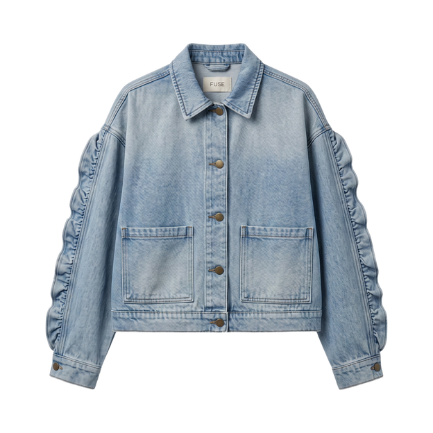 Ruffle Sleeve Denim Jacket