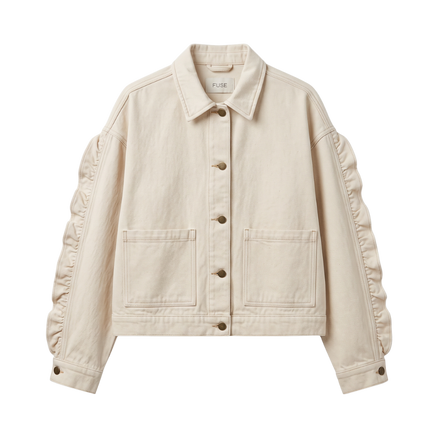 Ruffle Sleeve Denim Jacket