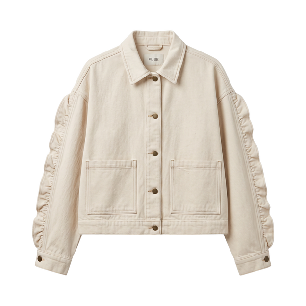 Ruffle Sleeve Denim Jacket