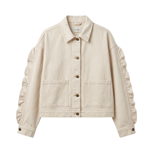 Ruffle Sleeve Denim Jacket